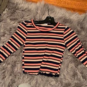 Long sleeve striped crop top